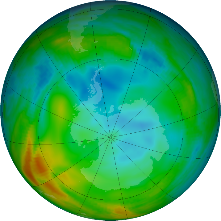 Antarctic ozone map for 04 July 1998